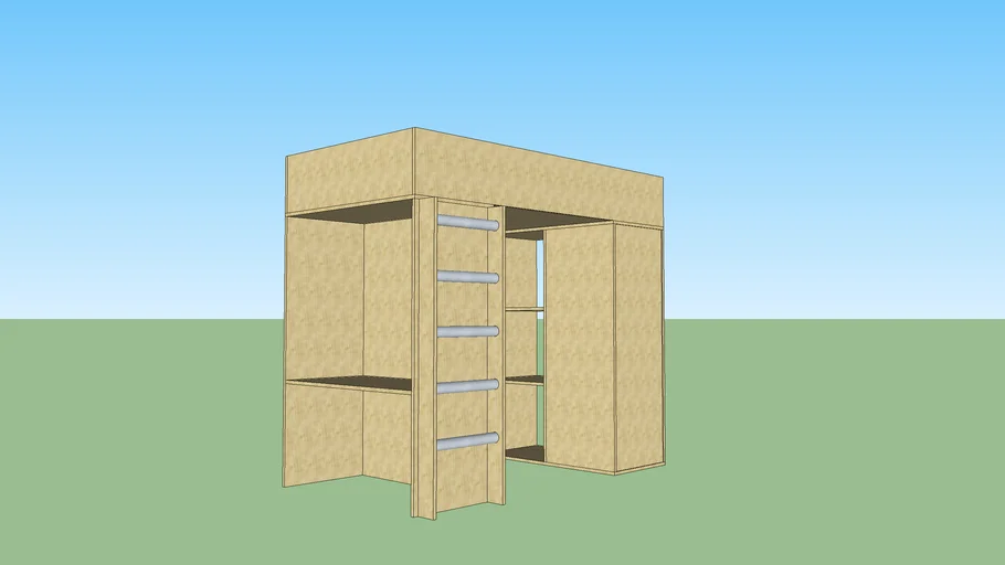 Single bed with Desk and Wardrobe