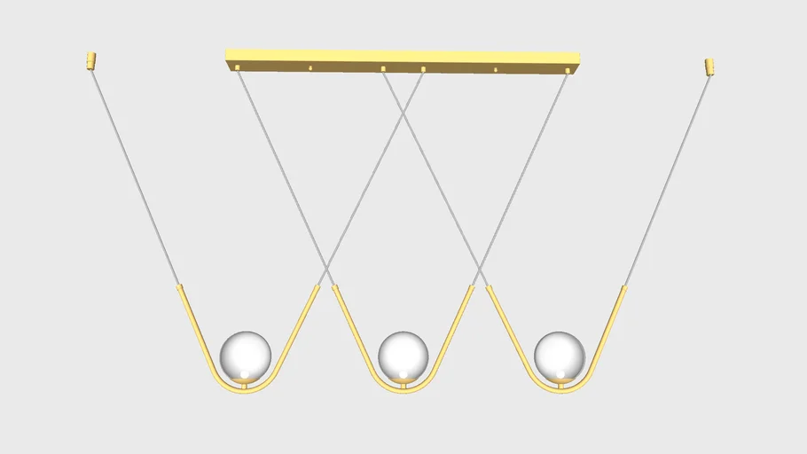 Lustre Pendente Moderno Oscar 3 Arcos com Globos de Vidro