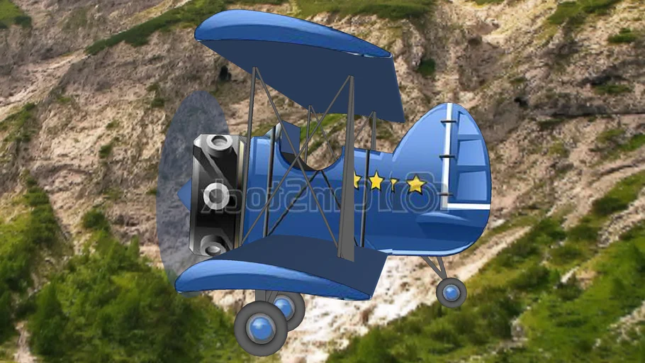 Blue Biplane Cartoon Style