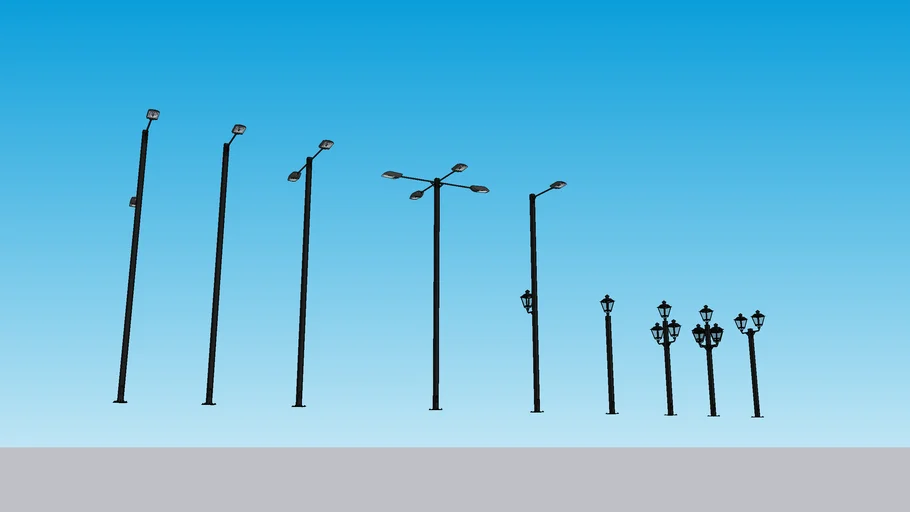 Farolas altas y peatonales