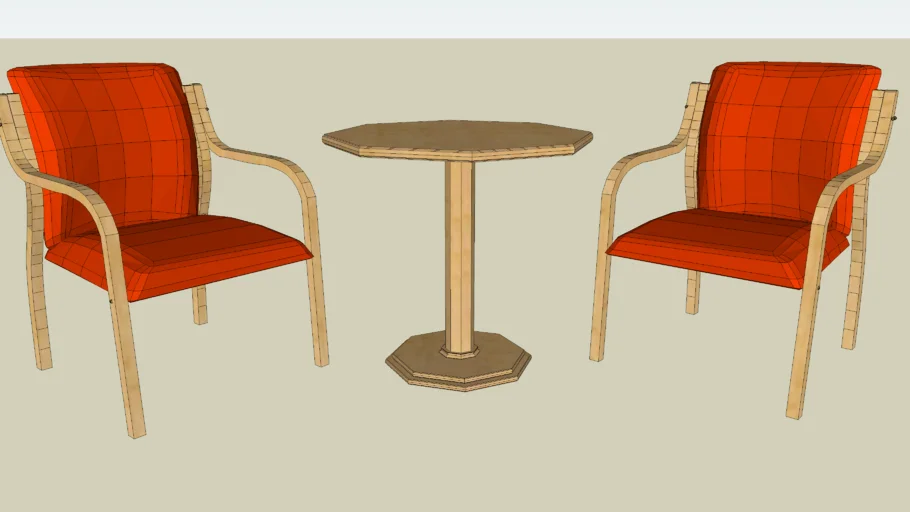 Easy chair and wood coffee table