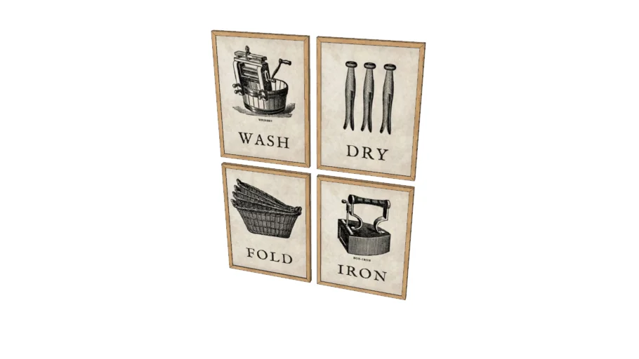 laundry - decor - quadrinhos lavanderia - iron wash fold dry