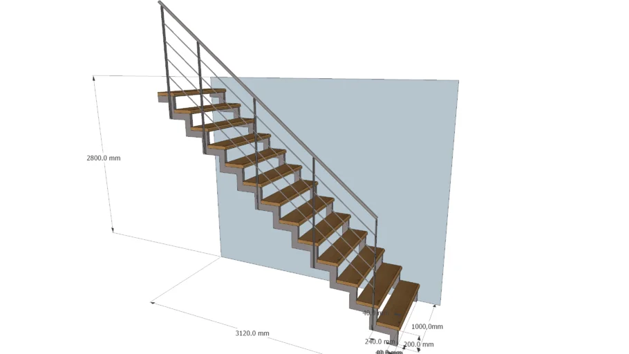 Metal staircase with wooden steps