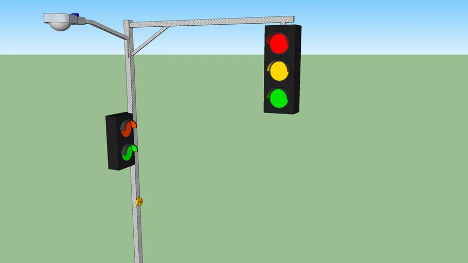 traffic light with street lamp