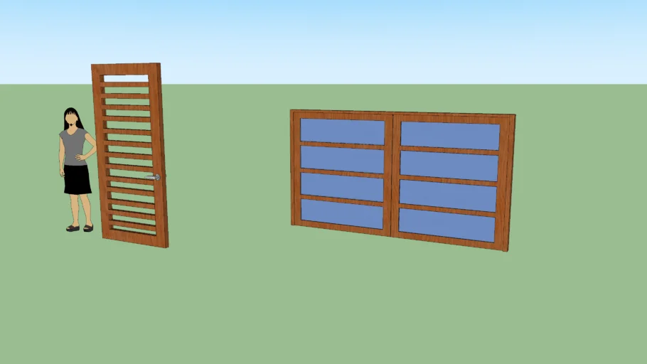 Porton de madera y puerta entrada