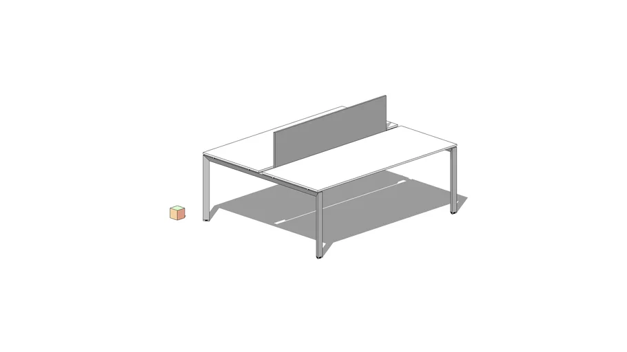MECO 2021_BRIDGE LEGS DOUBLE DESK 200 X 165_WITH FRONTAL SCREEN_TRIS