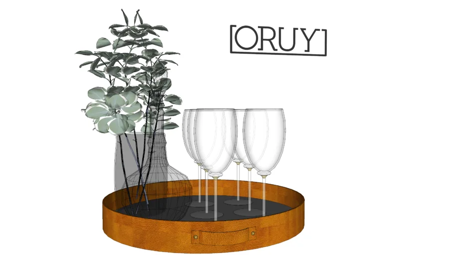 Bandeja Maui - Oruy adorno vinho decor decoração couro espelho adorno taça vaso planta