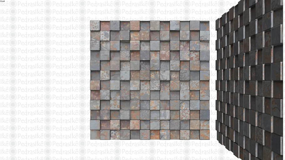 Mosaico IKÊ PEDRAS - 25 M - Pizarra Oxidada - Peça Resina Translúcida - Alto e Baixo - Ordenadas