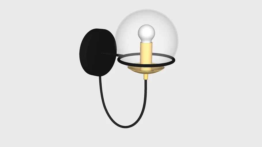 Luminária de Parede Arandela Moderna Gandesa com 1 Globo de Vidro