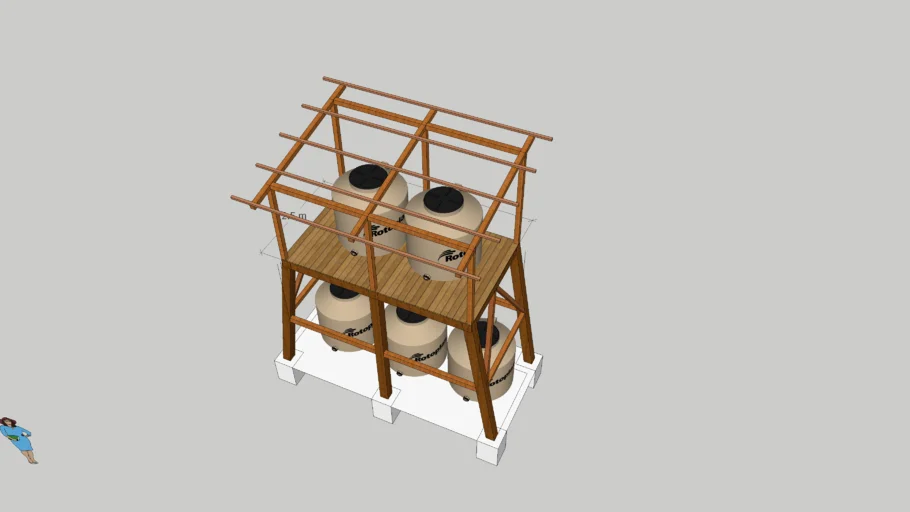 Estructura de madera tanque elevado de agua potable