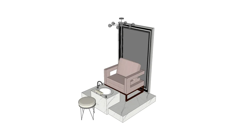 Pedicure stand with mirror