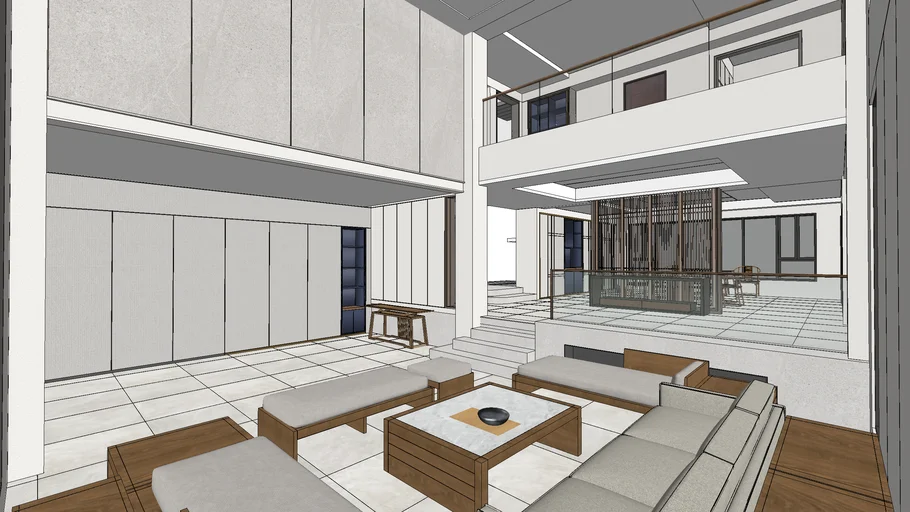 House Interior liivingroom 客厅 挑高 层叠