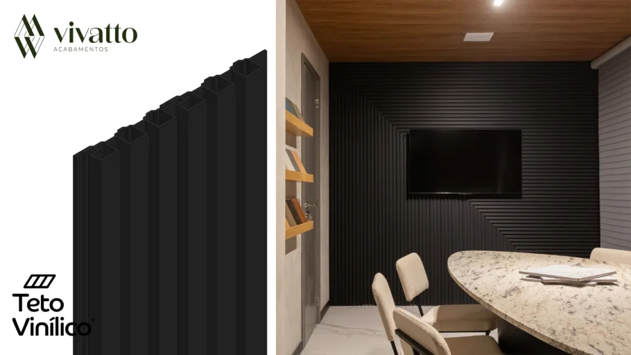 Painel Vini Ripado Preto 11x290cm Externo - Teto Vinílico