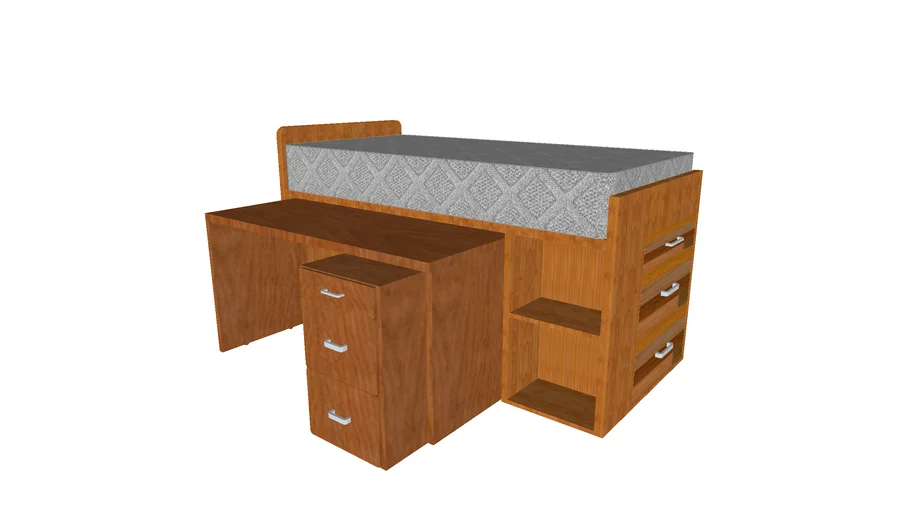 cama con escritorio y cajoneras, bed with desk