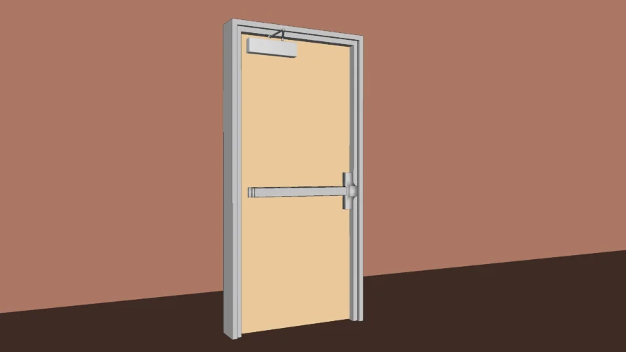 Commercial Wood Single Door - 36 in /w Door Closer and Pushbar Opener - Style 2