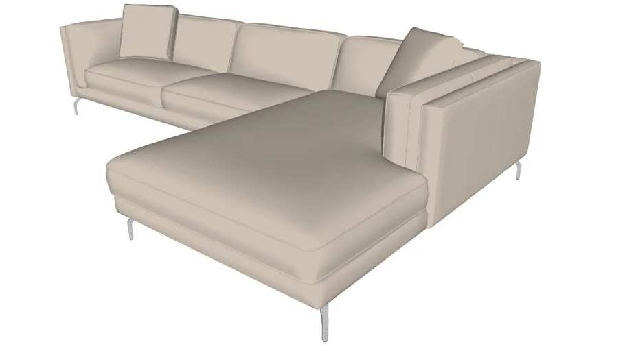 Reade Sectional Sofa Right Facing Chaise Opala Leather by Modloft
