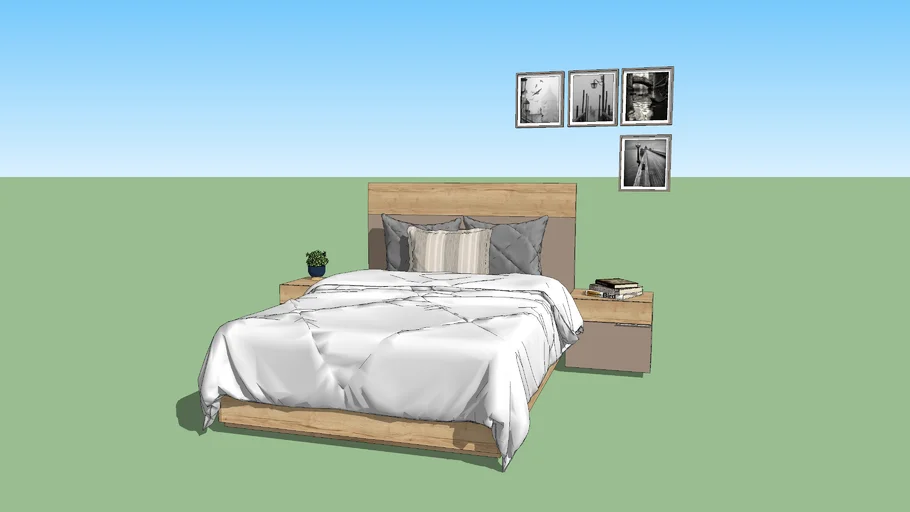 Cama con cabecero y mesitas