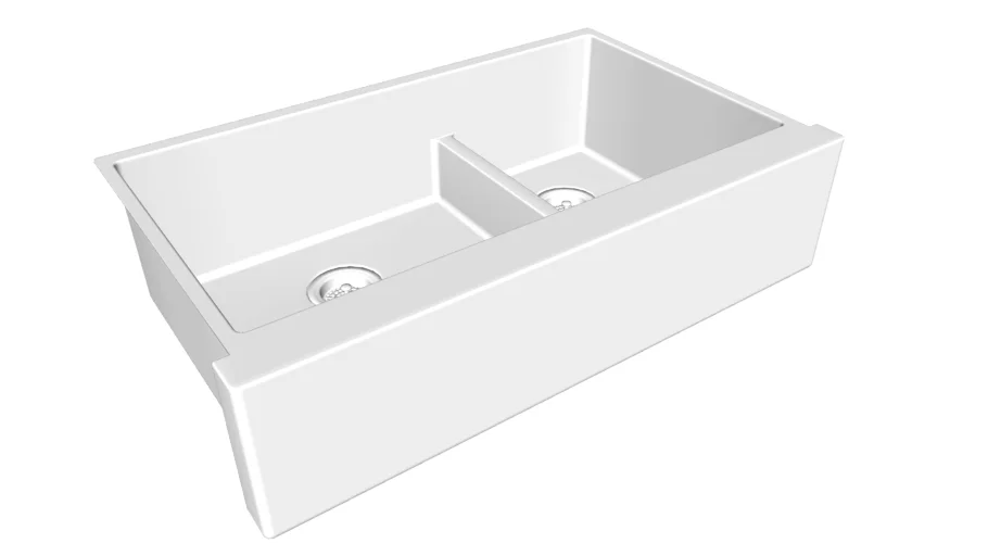 K-5416 Strive(R) Self-Trimming(R) SmartDivide(R) 35-1/2" x 21-1/4" x 9-5/16" under-mount large/medium double-bowl kitchen sink with tall apron