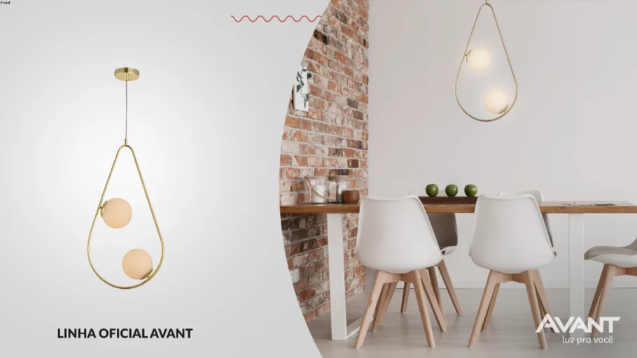 Lustre Pendente Avant Pérola Gota Duo Ouro E27 Bivolt