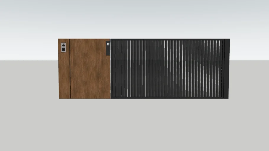 wooden metal fence with intercom
