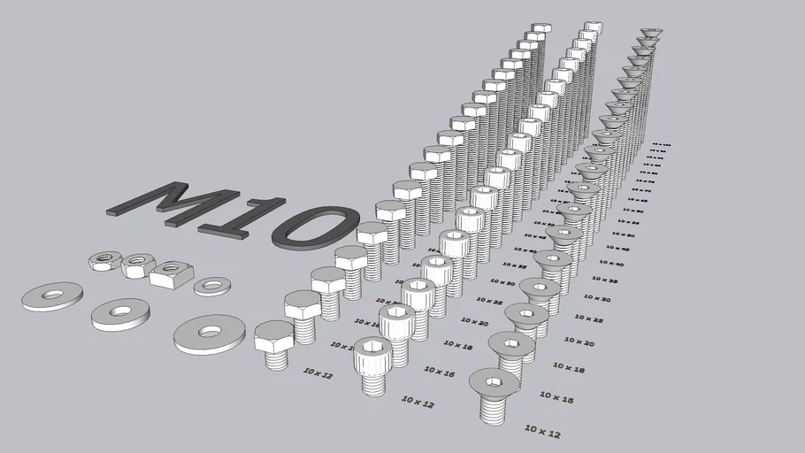 M10 Bolts Allen Nut Washer Hex Metric