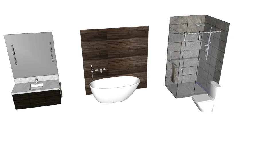 Bath Tub - Vanity - Shower Stall - Toilet