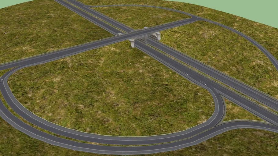 4-Ramp Partial cloverleaf (Parclo) Variant | 3D Warehouse