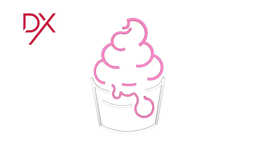 Néon Ice cream - 12.5" l x 20" H - Blanc et rose