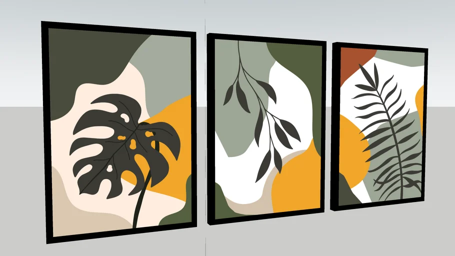 Kit Quadros Abstrato Tropical
