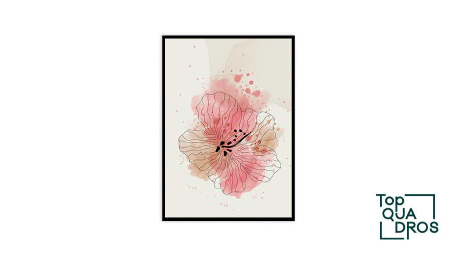 Quadro Decorativo Flor Aquarelada Rosa III - Top Quadros