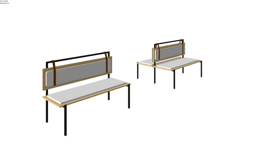 Upholstered Bench/Booth with Leather Strap Detail