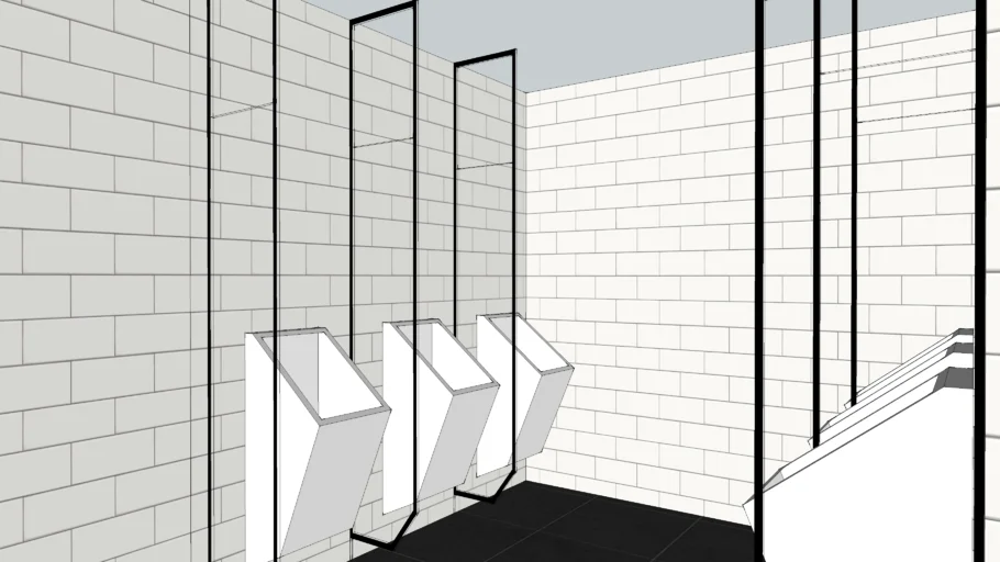 urinals and glass partition