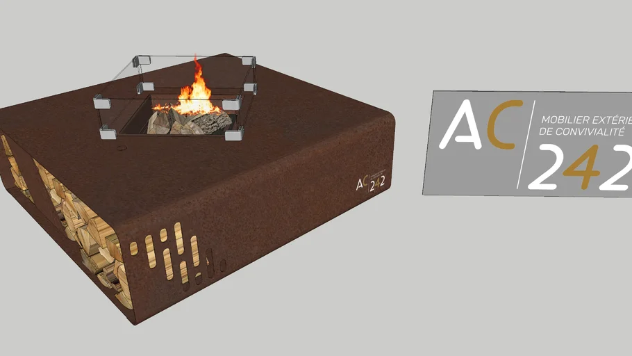 Table basse Square AC242 acier Corten / Outdoor fire pit table Corten steel