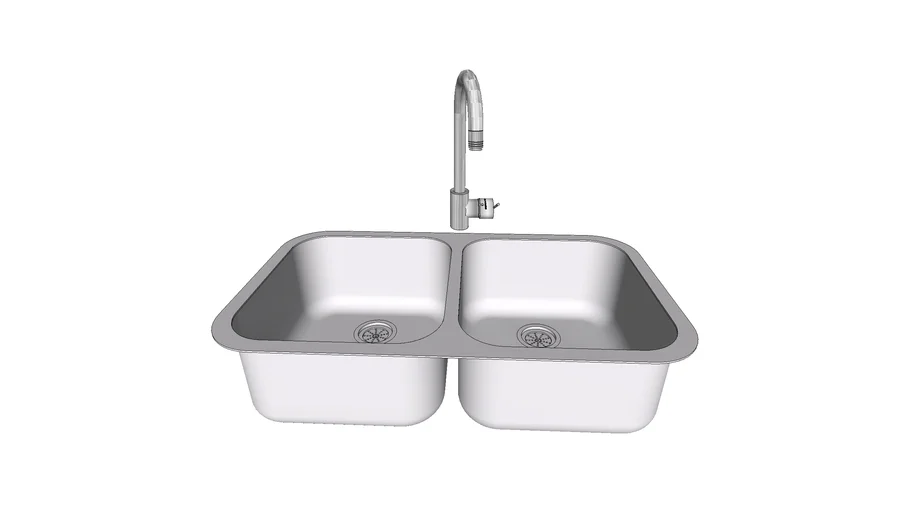 Clark Polar Double Bowl Overmount Sink (PPL20B / PPL20B.1) w Benchmount Mixer