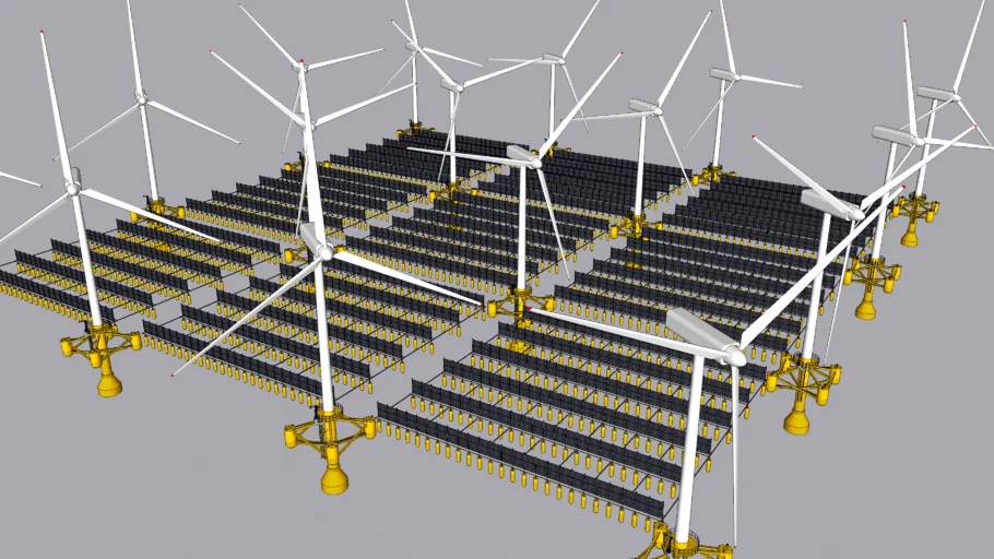 floating solar with offshore wind turbines