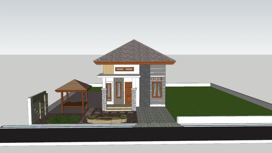 Rumah Lantai 1 Dengan Kolam Ikan dan Taman (1 ST House)
