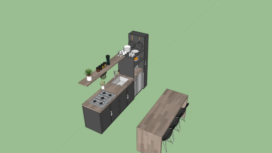 Small Modern Kitchen, Cocina Pequeña Moderna