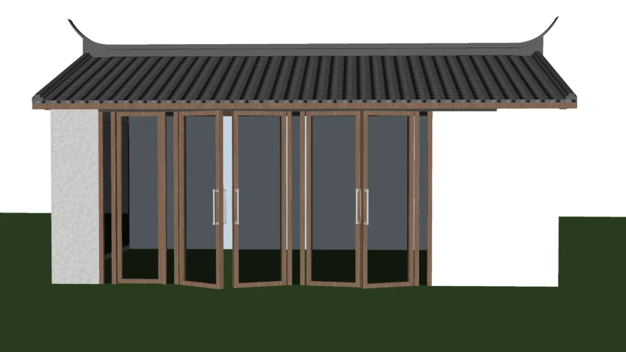 中式坡屋顶房屋的sketchup模型www.tuhua8.com
