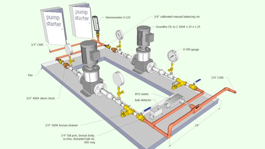 AC unit and pump piping details