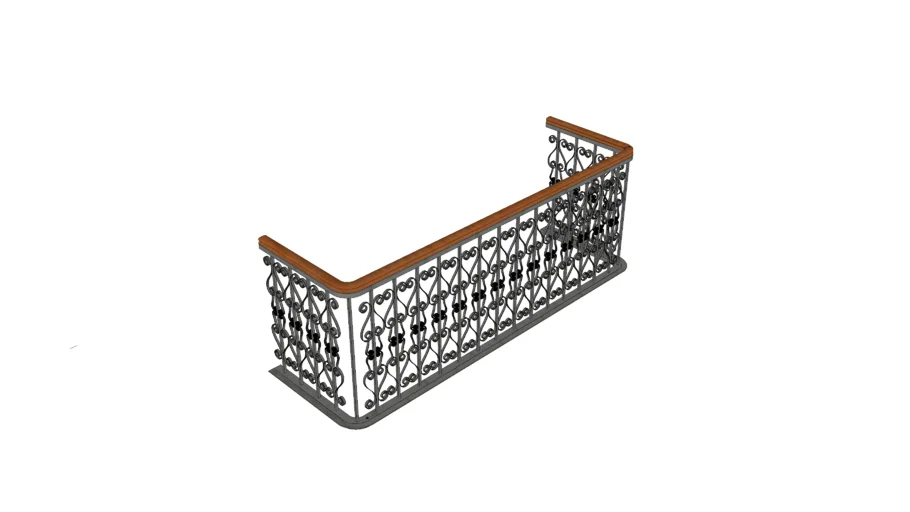 Balconera de forja con pasamano de madera