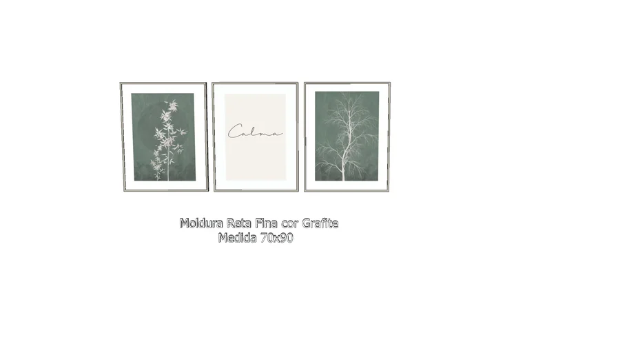 Moldura Reta Fina - Grafite 70x90
