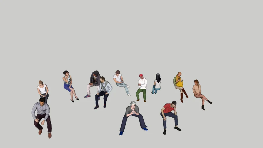 3d people sitting
