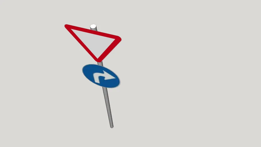 Semn de circulatie- cedeaza trecerea + obligatoriu la dreapta