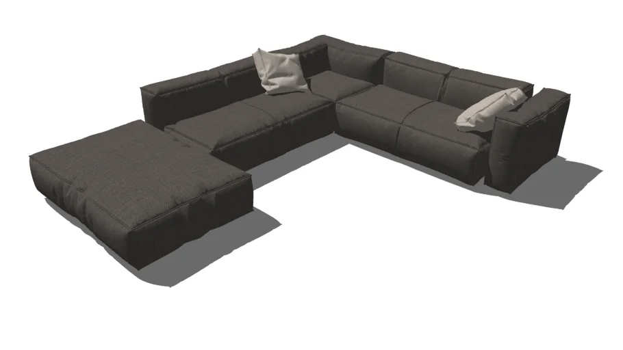 Modern Style L-Shape Sofa - Component-based Hi-Poly Model