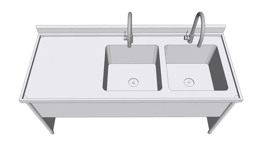 Dual Sink Hygiene Station | 3D Model for Commercial Kitchen Safety