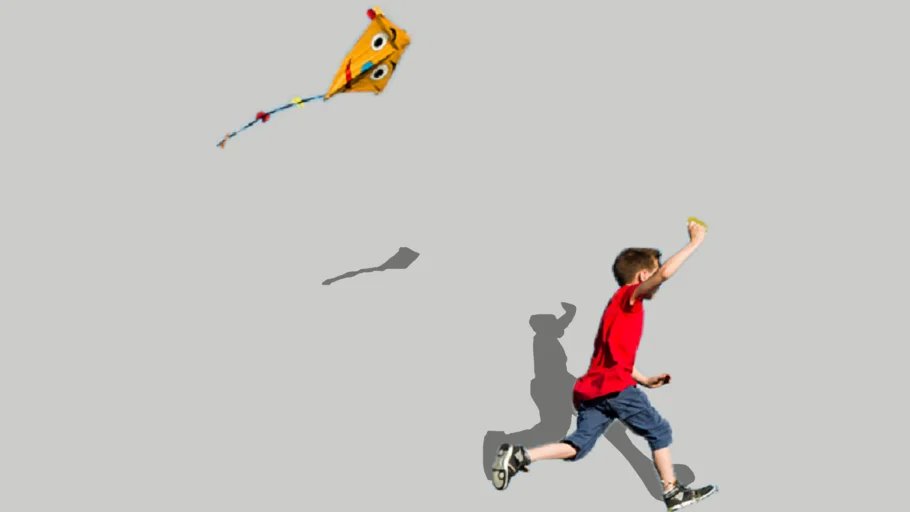 2D Kid Flying Kite | Child playing with homemade kite 