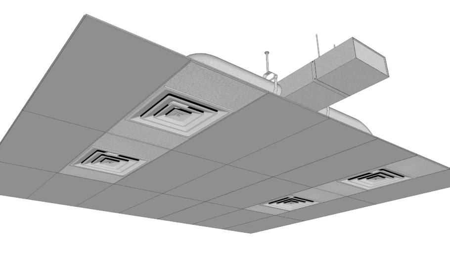 HVAC Ducting with 2' x 2'  square diffusers