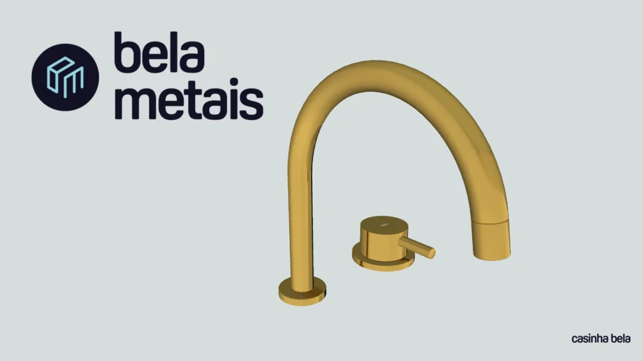 Torneira Monocomando Baixa para Banheiro Milos Dourada (TB125)