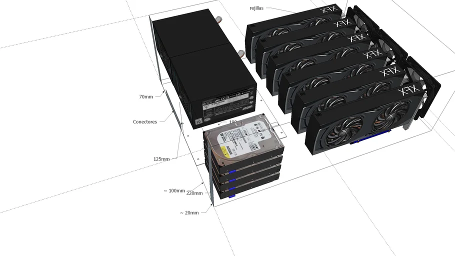 mining rig rack 5u 4hd