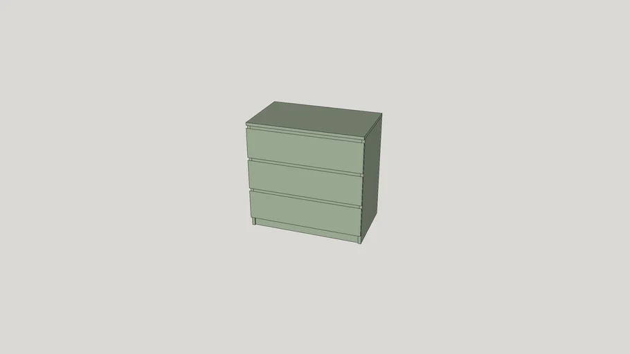 IKEA MALM Chest of 3 drawers, light green